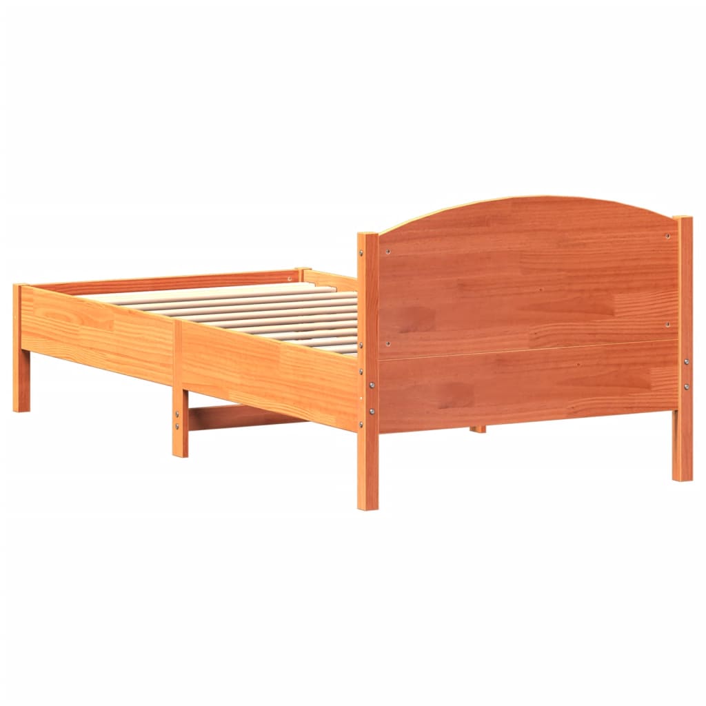 Bed Frame | Wax brown | Solid pine wood, plywood | Single