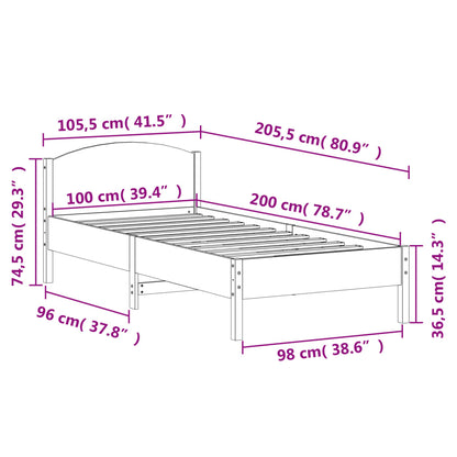 Bed Frame | Wax brown | Solid pine wood, plywood | Single