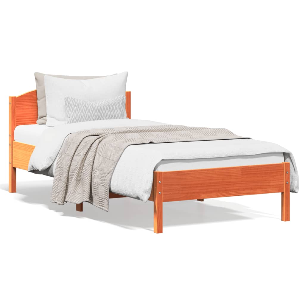 Bed Frame | Wax brown | Solid pine wood, plywood | Single