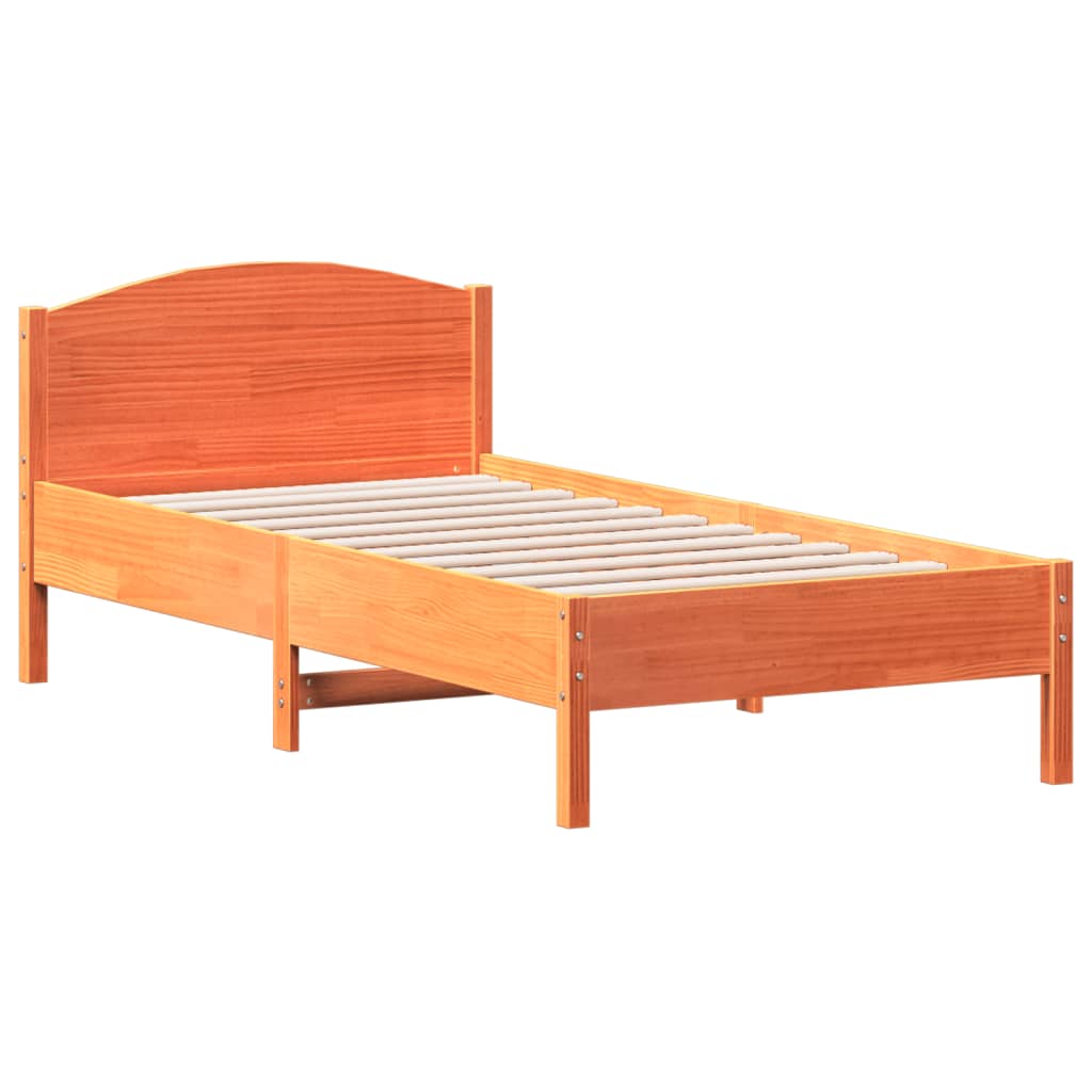 Bed Frame without Mattress Wax Brown 90x190 cm Solid Wood Pine