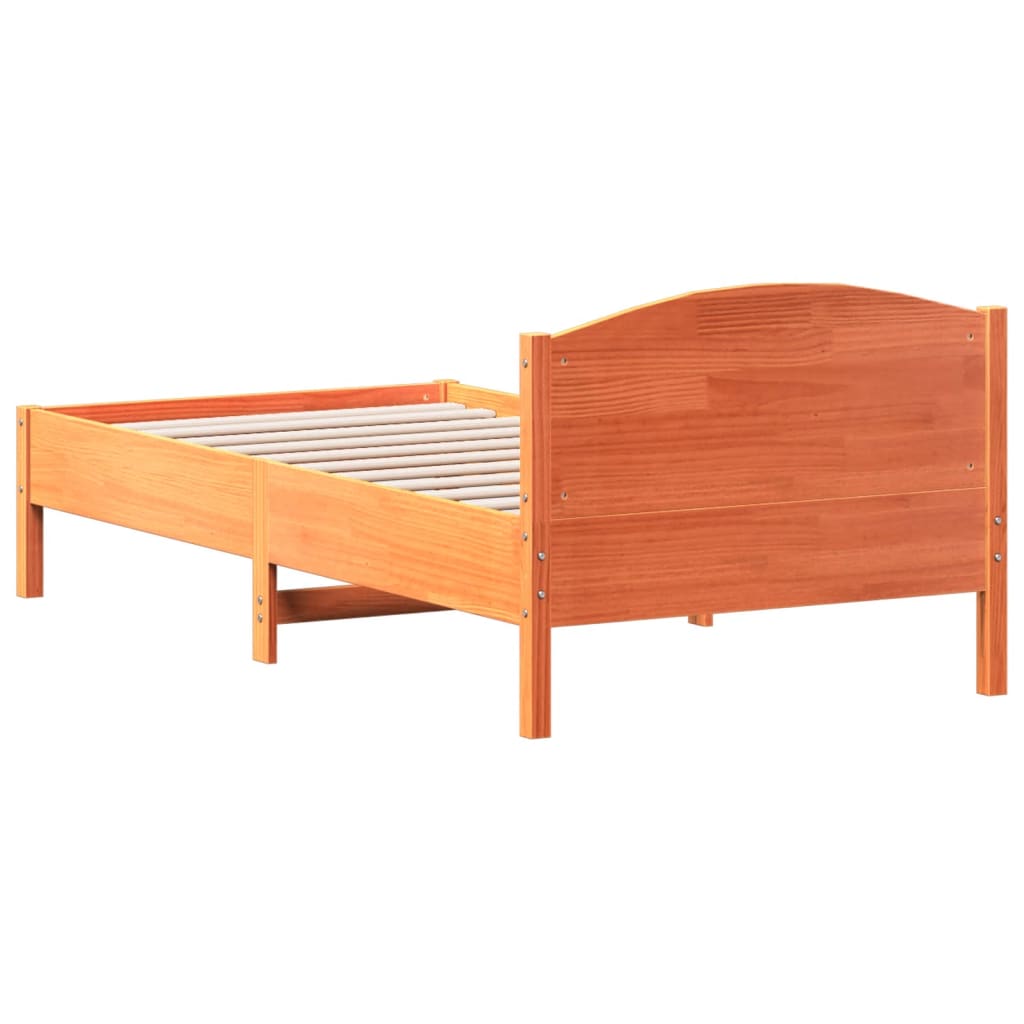 Bed Frame without Mattress Wax Brown 90x190 cm Solid Wood Pine