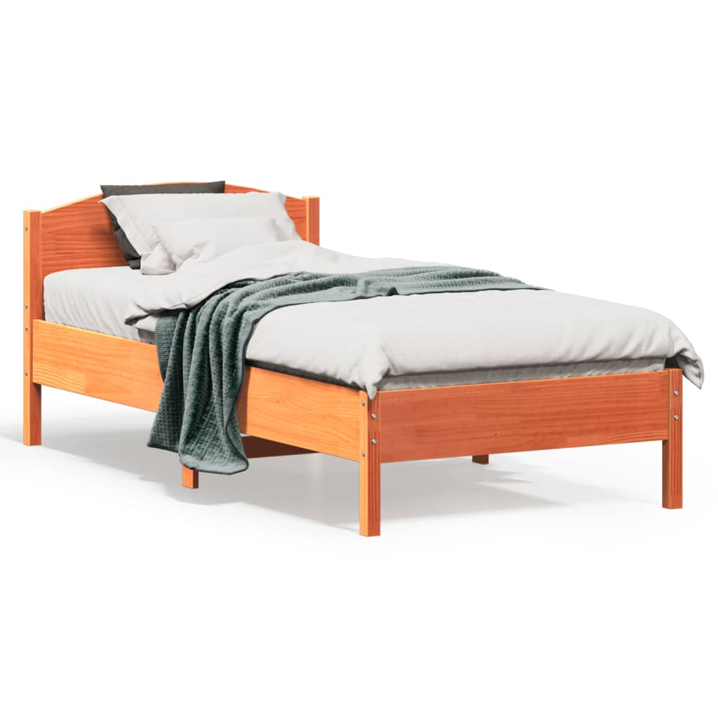 Bed Frame without Mattress Wax Brown 90x190 cm Solid Wood Pine