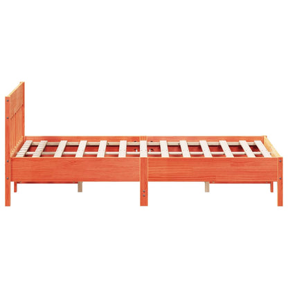 Bed Frame without Mattress Wax Brown 150x200 cm King Size Solid Wood Pine