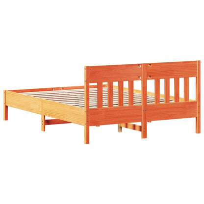 Bed Frame without Mattress Wax Brown 150x200 cm King Size Solid Wood Pine