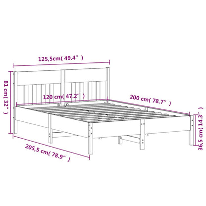 Bed Frame without Mattress 120x200 cm Solid Wood Pine