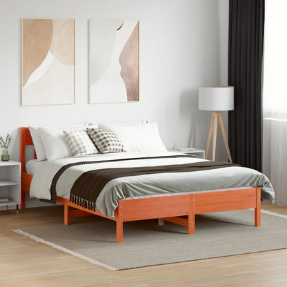 Bed Frame without Mattress Wax Brown 120x200 cm Solid Wood Pine