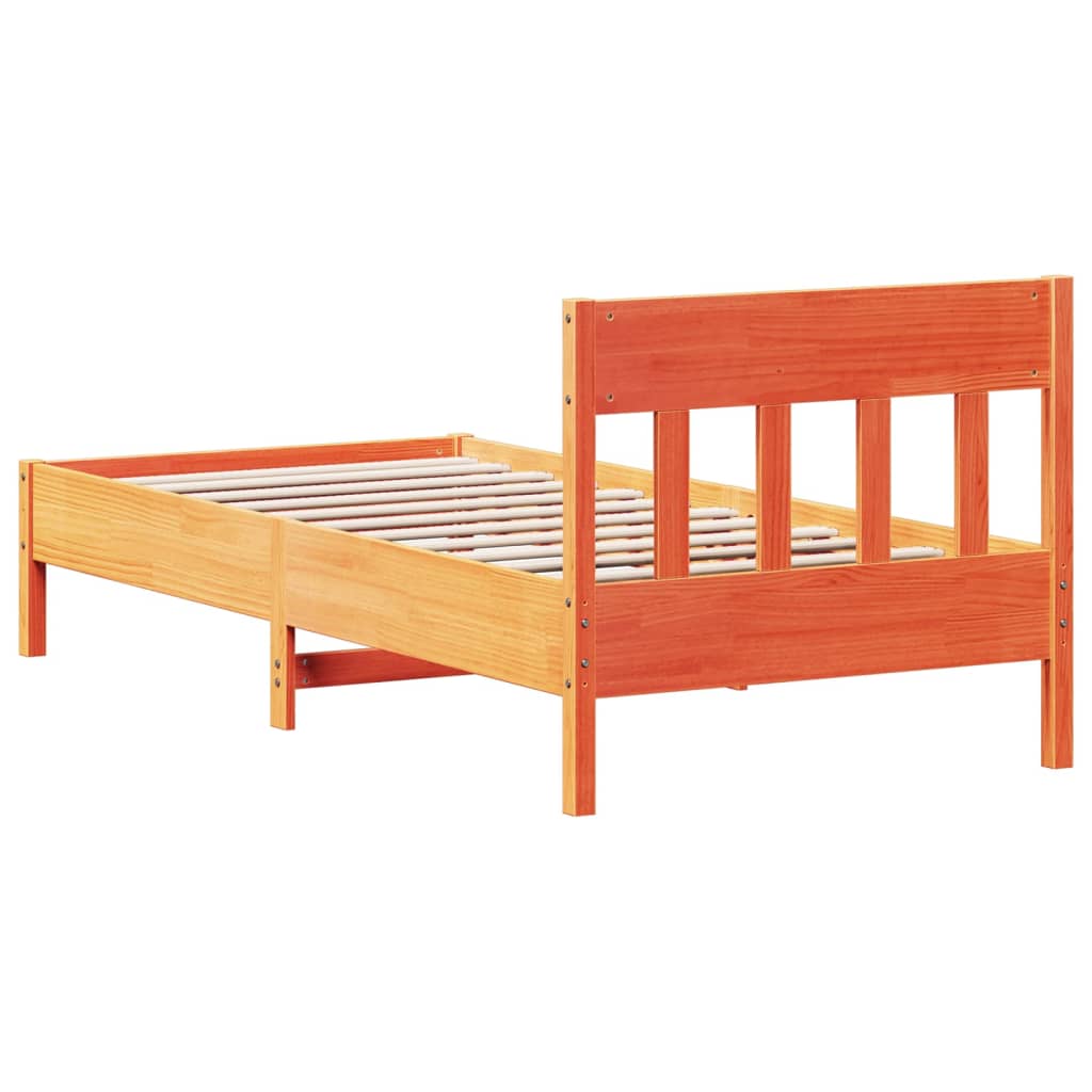 Bed Frame without Mattress Wax Brown 90x200 cm Solid Wood Pine