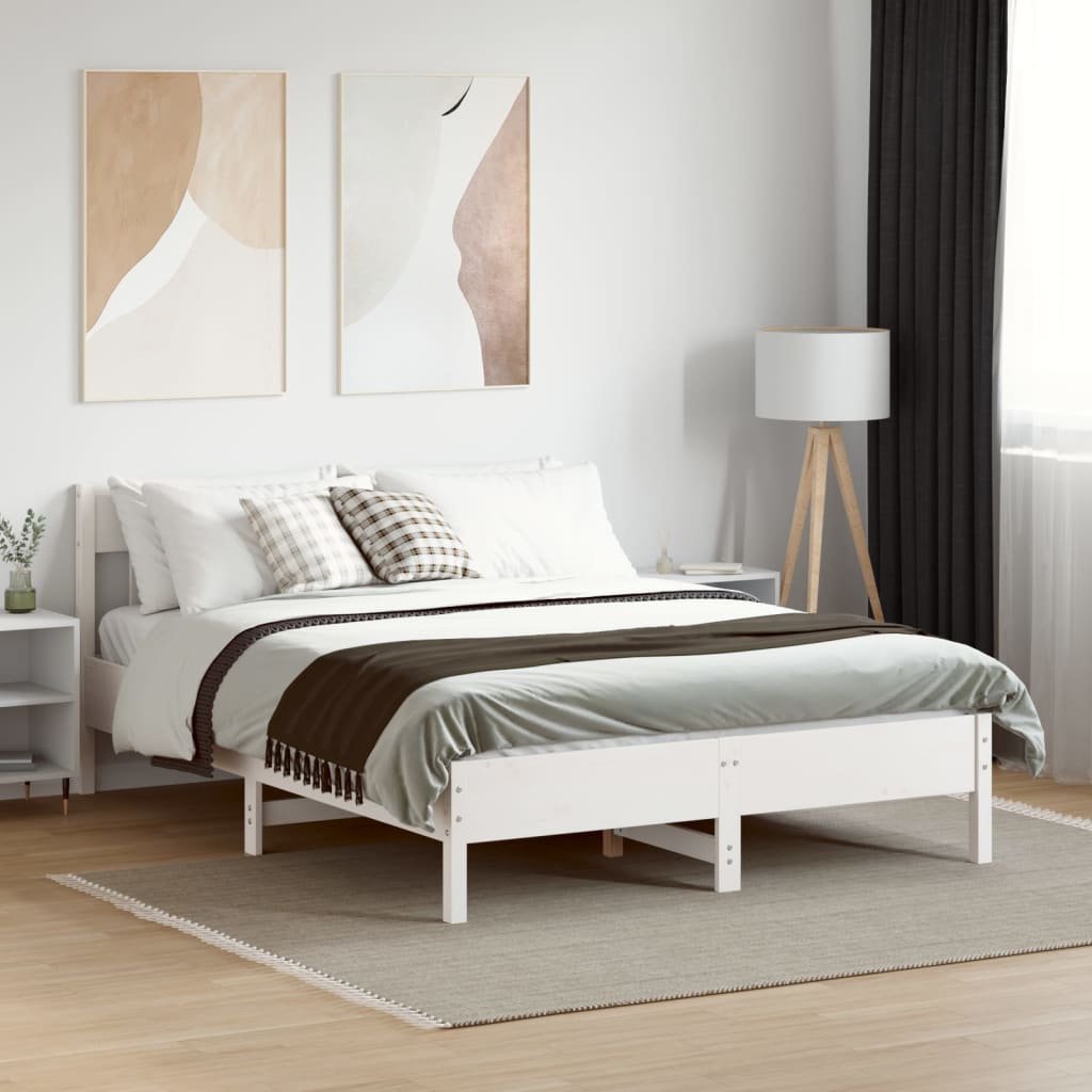 Bed Frame without Mattress White 140x190 cm Solid Wood Pine