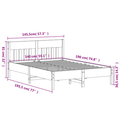 Bed Frame without Mattress White 140x190 cm Solid Wood Pine