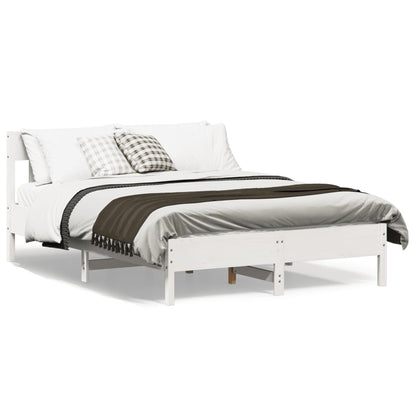 Bed Frame without Mattress White 140x190 cm Solid Wood Pine
