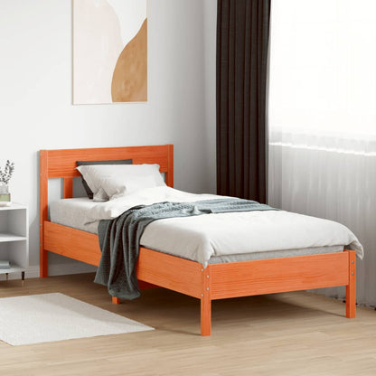 Bed Frame without Mattress Wax Brown 75x190 cm Small Single Solid Wood Pine