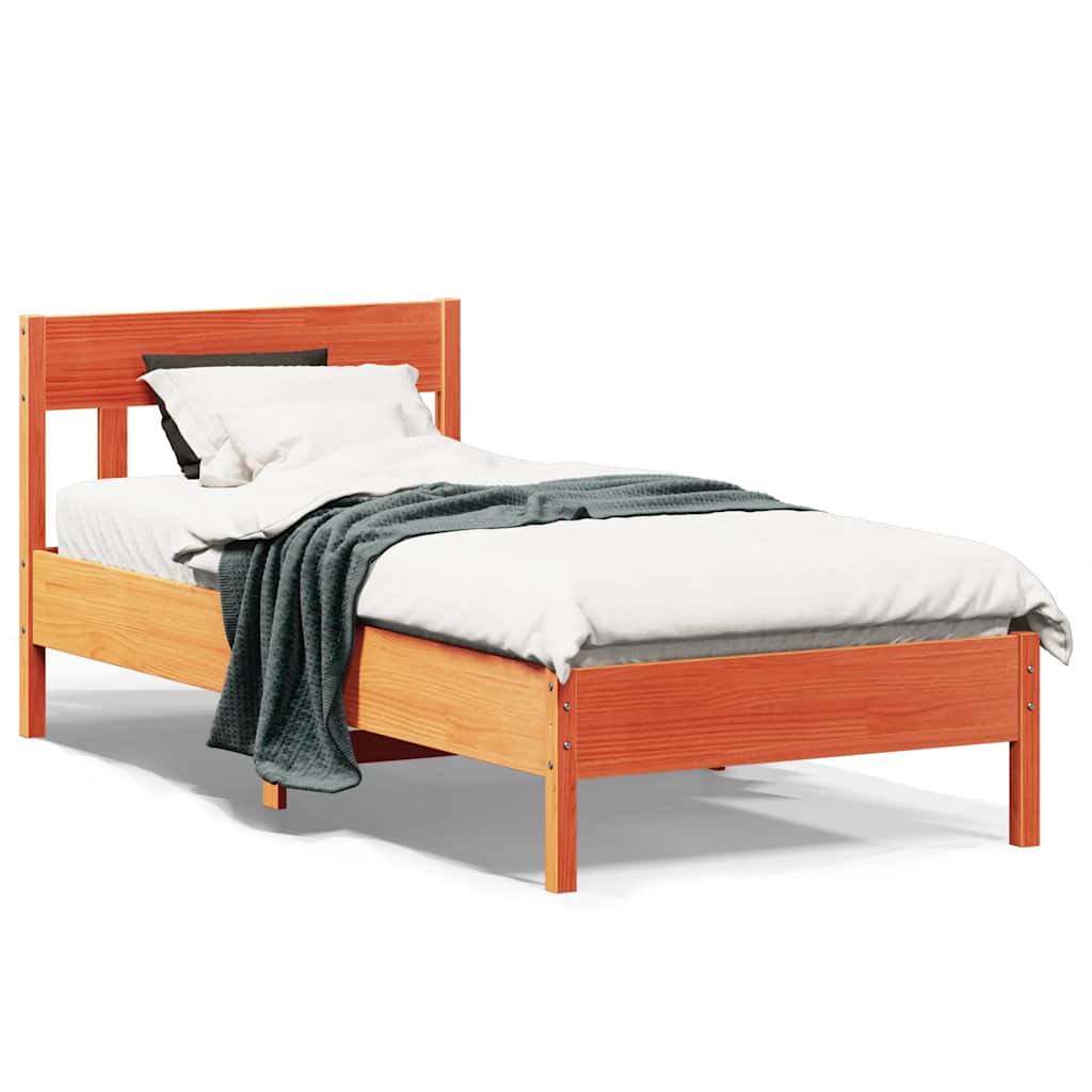 Bed Frame without Mattress Wax Brown 75x190 cm Small Single Solid Wood Pine