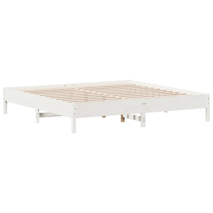 Bed Frame without Mattress White 200x200 cm Solid Wood Pine