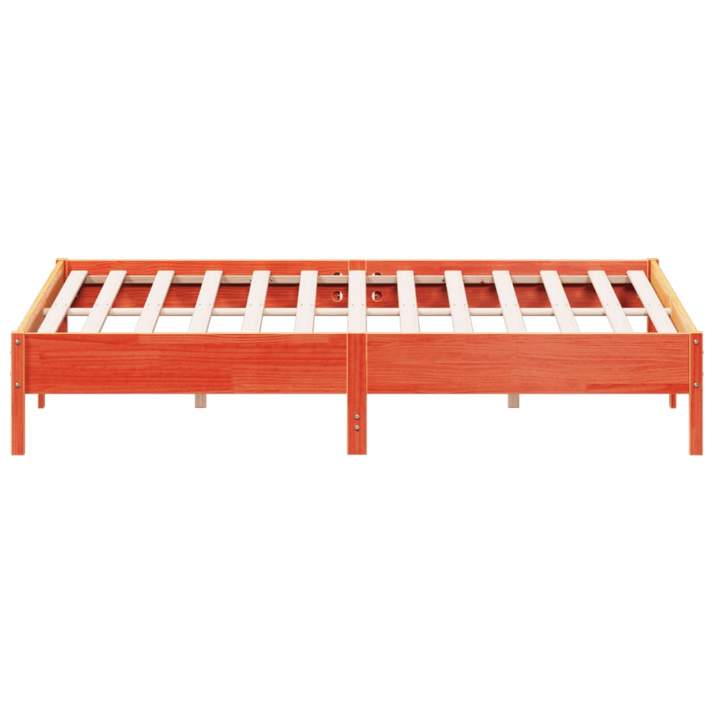 Bed Frame | Wax brown | Solid pine wood, Plywood slats | Double | Durable