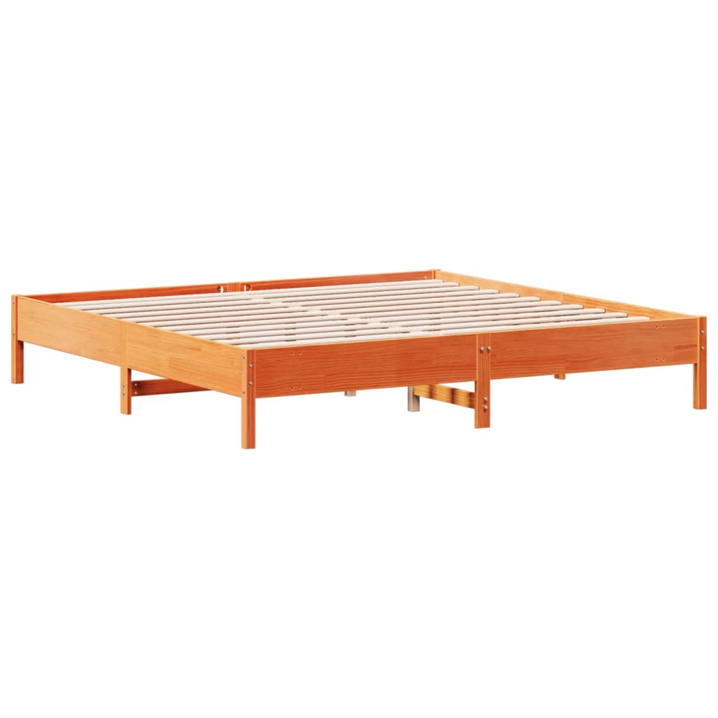 Bed Frame | Wax brown | Solid pine wood, Plywood slats | Double | Durable