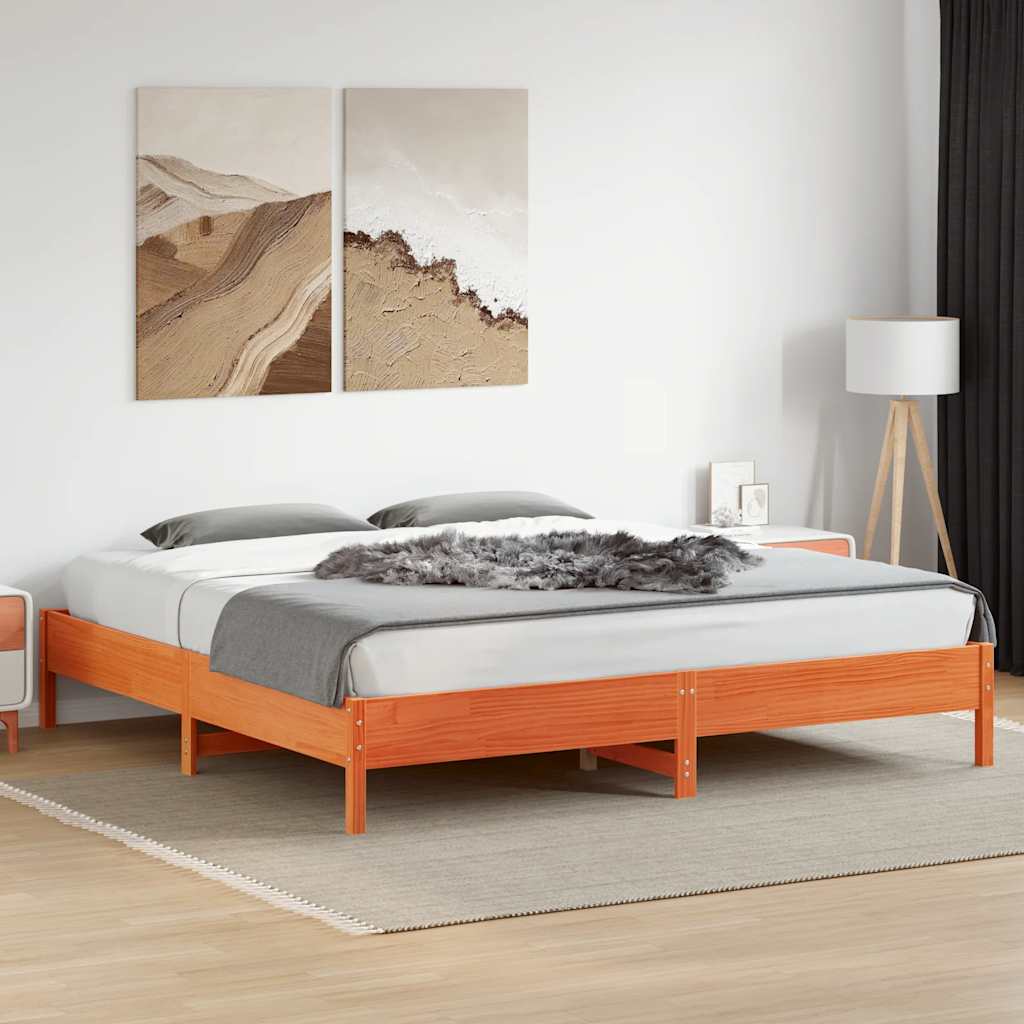 Bed Frame | Wax brown | Solid pine wood | Super King | Durable