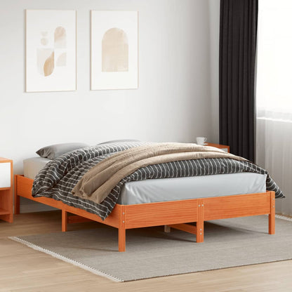 Bed Frame | Wax brown | Solid pine wood, Plywood slats | Double