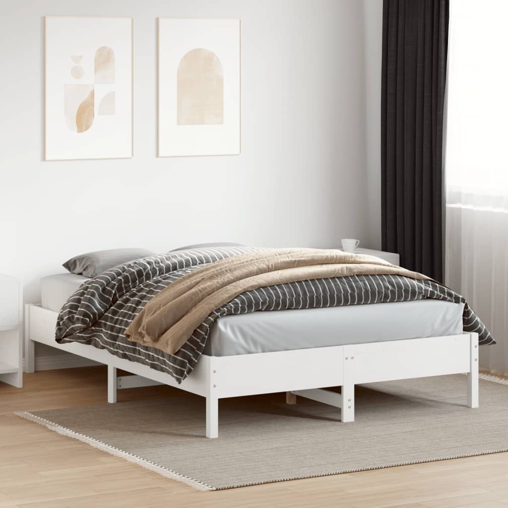 Bed Frame | White | Solid Pine Wood | King Size | Stylish | Bed Frame