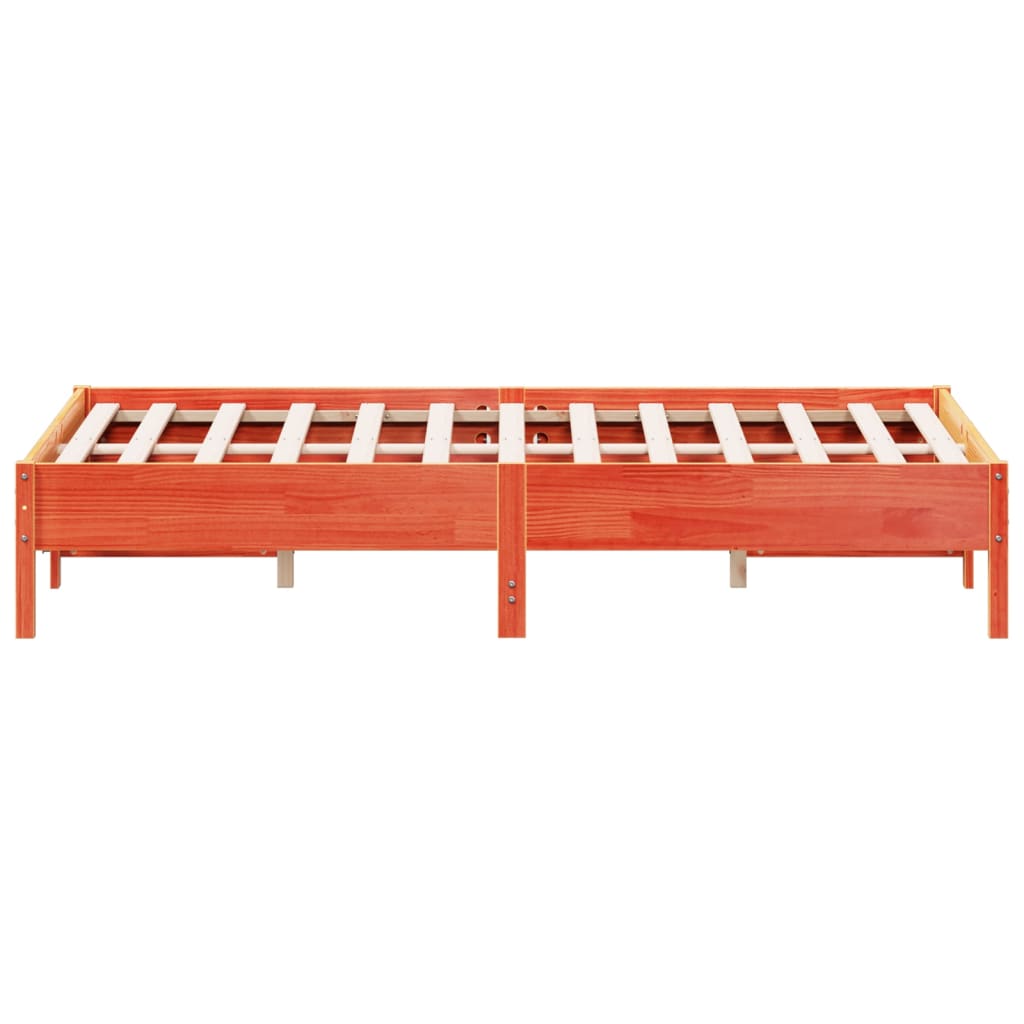 Bed Frame | Wax brown | Solid pine wood, Plywood | King Size | Durable