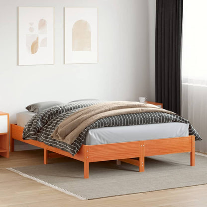Bed Frame | Wax brown | Solid pine wood | 140 x 200 cm |  Modern