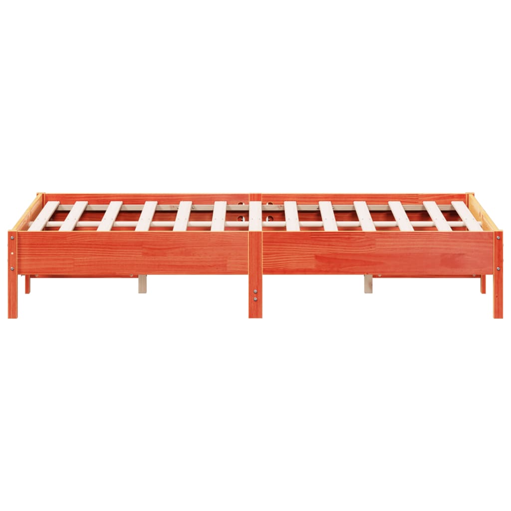 Bed Frame | Wax brown | Solid pine wood, Plywood | Double | Non-scratch