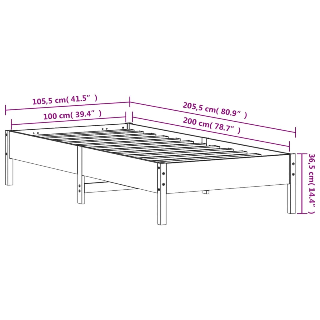 Bed Frame | Wax brown | Solid pine wood | Single | Durable | Bed Frame