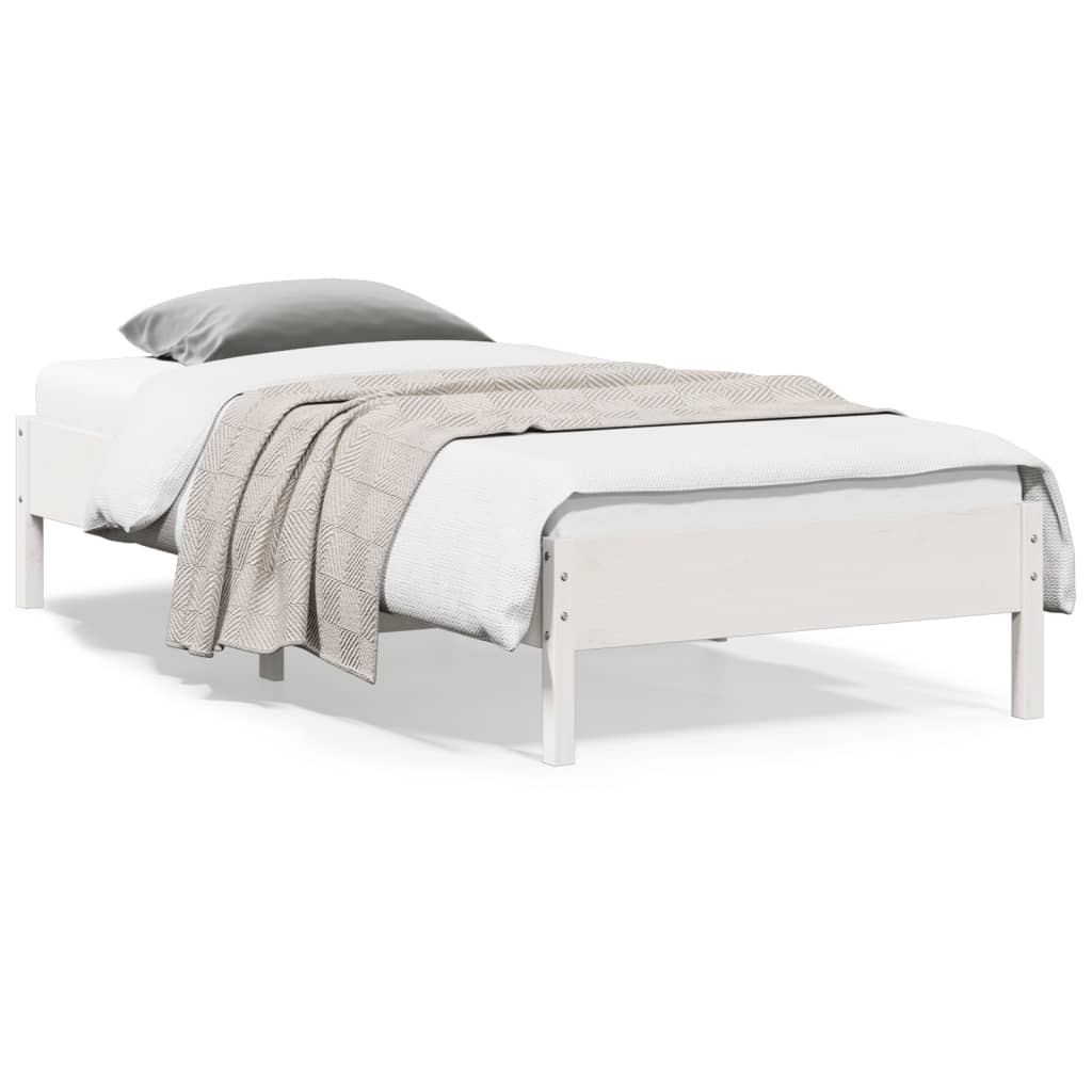 Bed Frame | White | Solid pine wood, Plywood | 90x200 cm | Durable