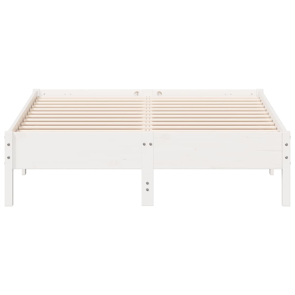 Bed Frame | White | Solid pine wood, Plywood | 140x190 cm | Modern