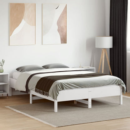 Bed Frame | White | Solid Pine Wood, Plywood | Double | Durable