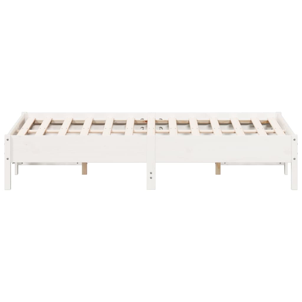 Bed Frame | White | Solid Pine Wood, Plywood | Double | Durable