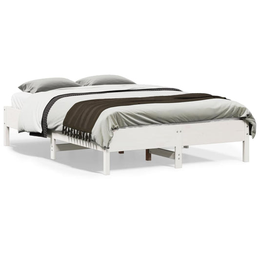 Bed Frame | White | Solid Pine Wood, Plywood | Double | Durable