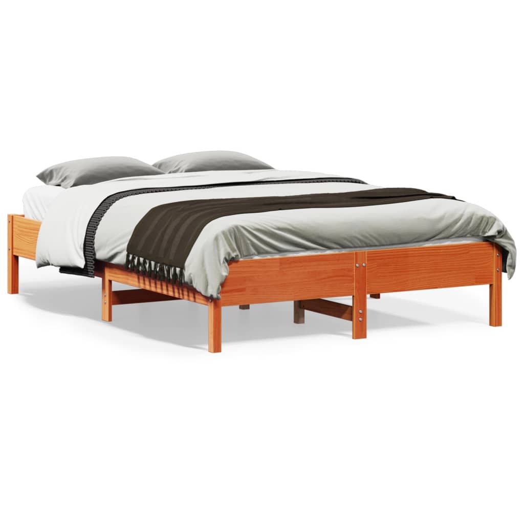 Bed Frame | Wax brown | Solid pine wood, Plywood | Small Double | Modern