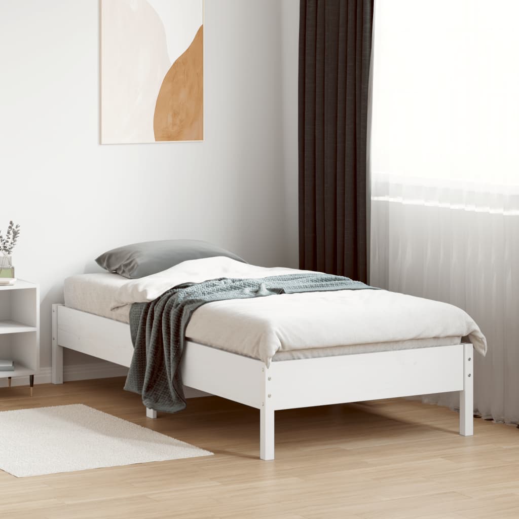 Bed Frame | White | Solid pine wood | Single | Modern | Bed Frame