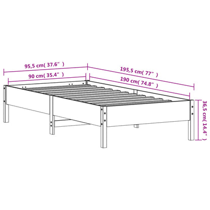 Bed Frame | Wax brown | Solid pine wood, Plywood slats | Single | Durable