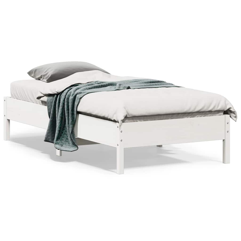 Bed Frame without Mattress White 75x190 cm Small Single Solid Wood Pine