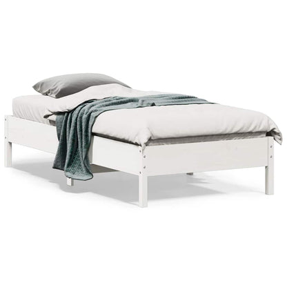 Bed Frame without Mattress White 75x190 cm Small Single Solid Wood Pine