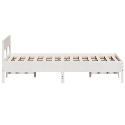 Bed Frame without Mattress White 150x200 cm King Size Solid Wood Pine