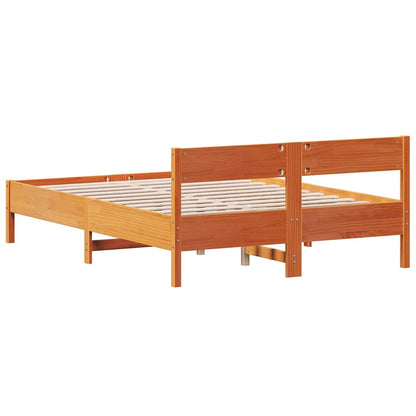 Bed Frame without Mattress Wax Brown 120x200 cm Solid Wood Pine