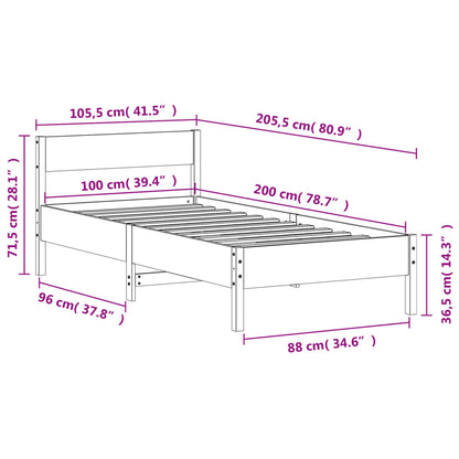 Bed Frame without Mattress White 100x200 cm Solid Wood Pine