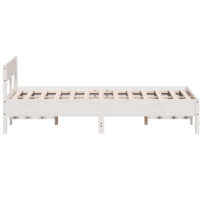Bed Frame without Mattress White 135x190 cm Double Solid Wood Pine