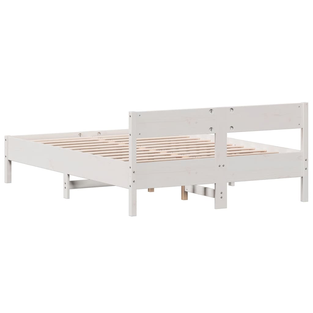 Bed Frame without Mattress White 135x190 cm Double Solid Wood Pine
