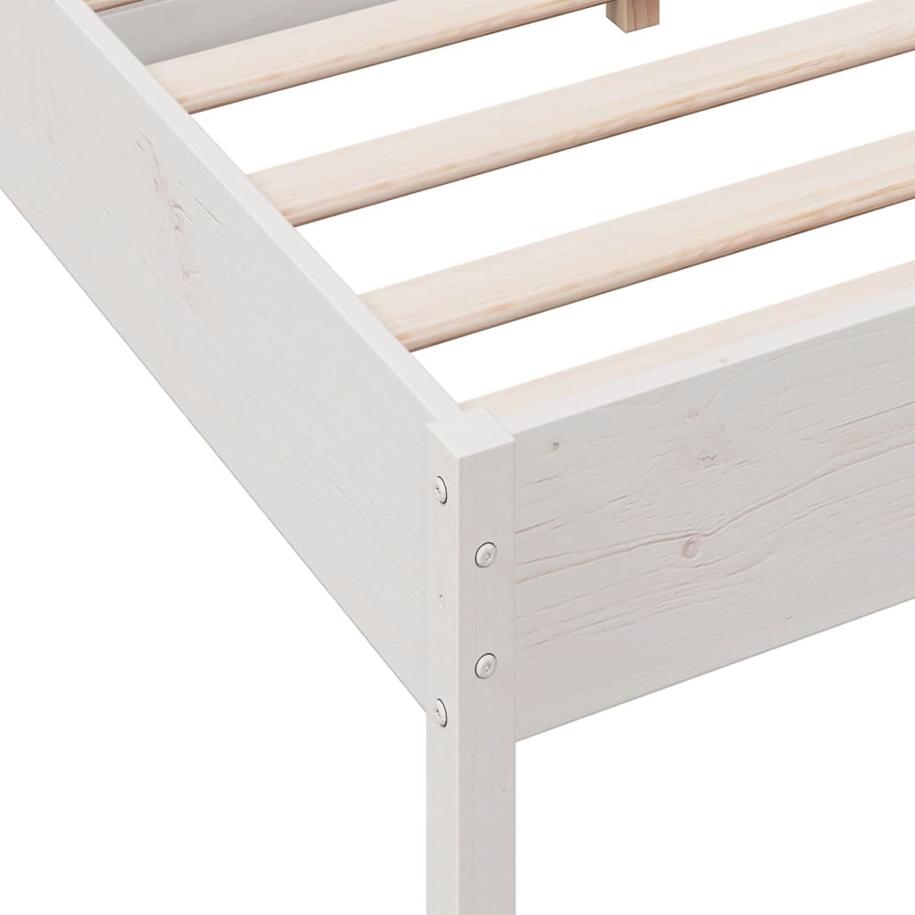 Bed Frame without Mattress White 135x190 cm Double Solid Wood Pine