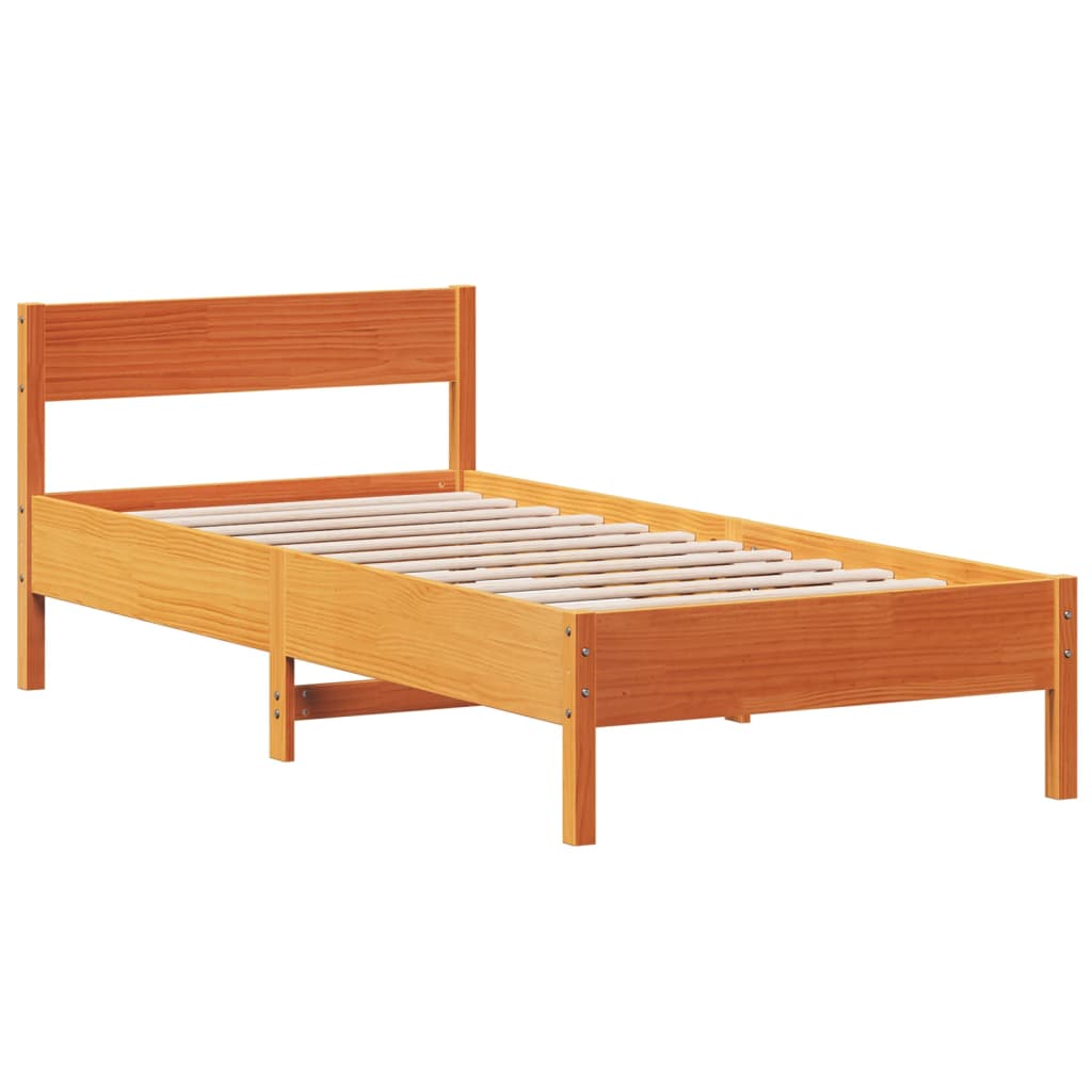 Bed Frame without Mattress Wax Brown 90x190 cm Single Solid Wood Pine