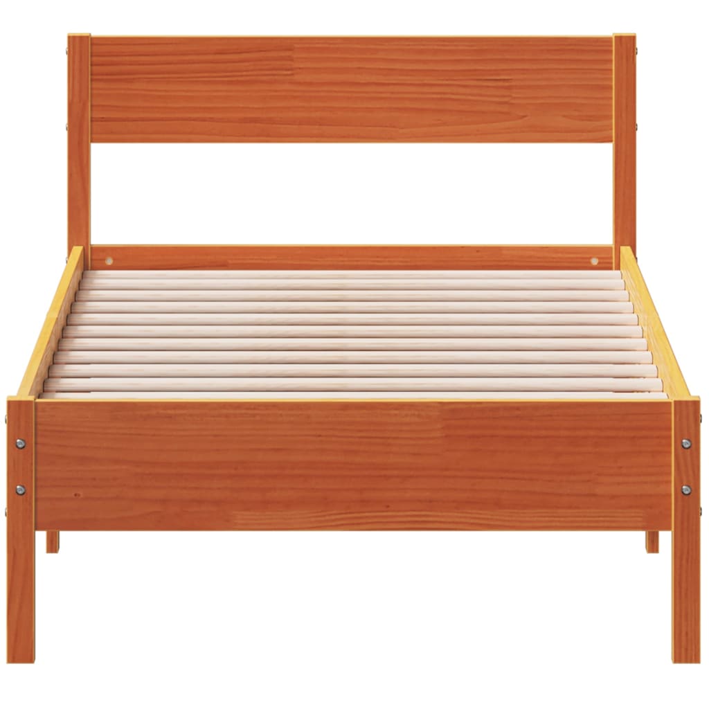 Bed Frame without Mattress Wax Brown 90x190 cm Single Solid Wood Pine