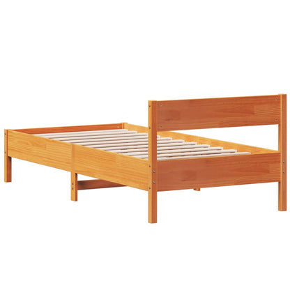 Bed Frame without Mattress Wax Brown 90x190 cm Single Solid Wood Pine