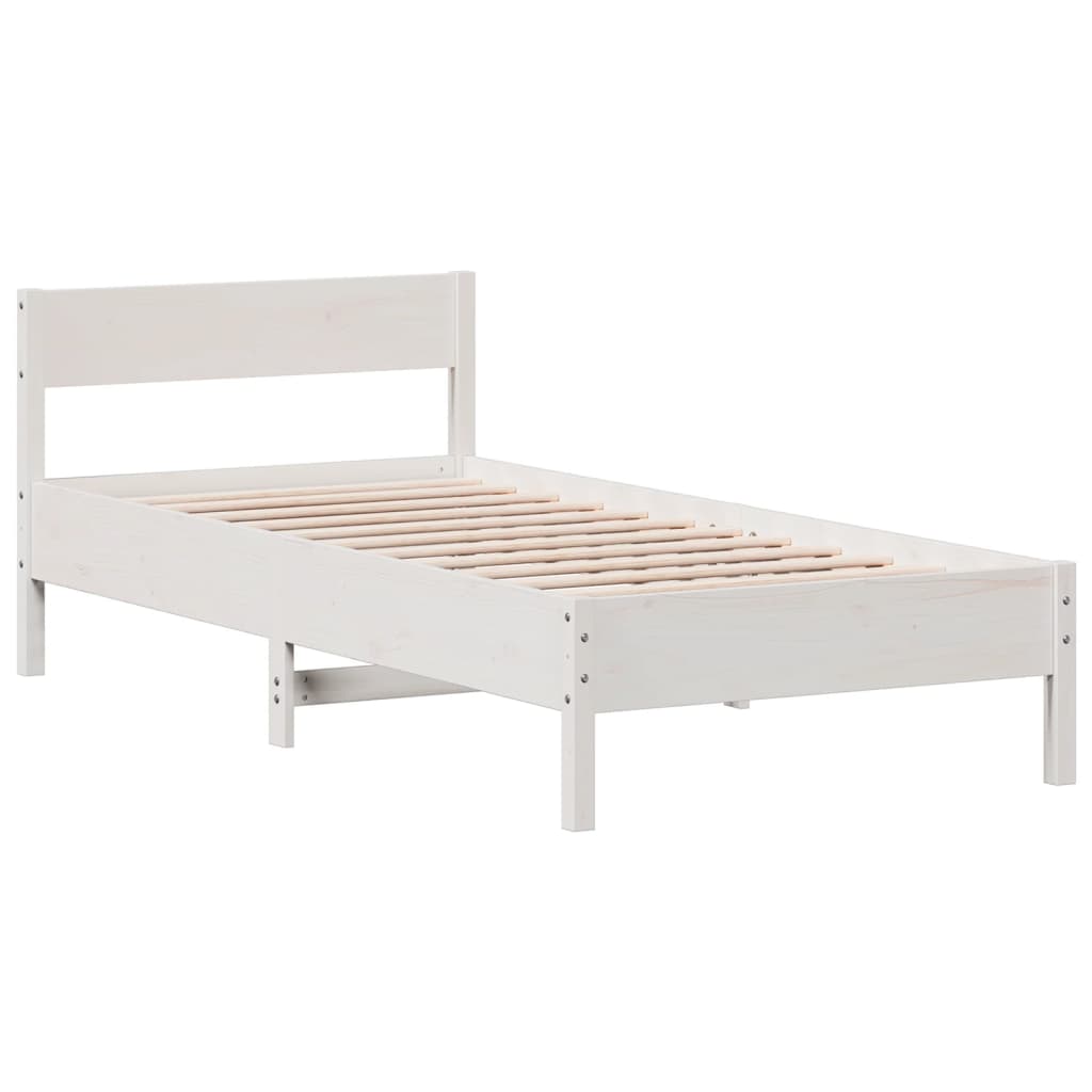 Bed Frame without Mattress White 75x190 cm Small Single Solid Wood Pine