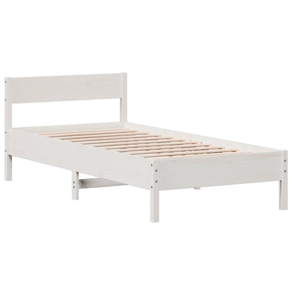 Bed Frame without Mattress White 75x190 cm Small Single Solid Wood Pine