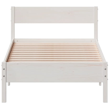 Bed Frame without Mattress White 75x190 cm Small Single Solid Wood Pine