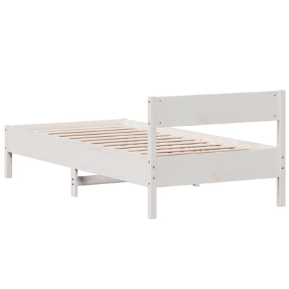 Bed Frame without Mattress White 75x190 cm Small Single Solid Wood Pine