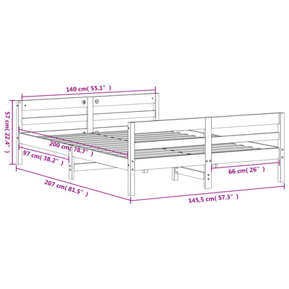 Bed Frame without Mattress 140x200 cm Solid Wood Pine